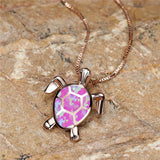 Vintage Green Fire Opal Turtle Pendant Necklace