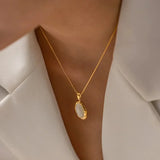 Gold Plated Necklace with Oval Cat's Eye Opal