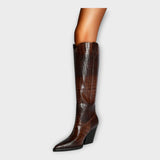 Mirjana | Elegant Crocodile Pattern Boots and Stylish Heel