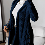 Women's Cable Knit Hooded Cardigan – Soft and Comfortable Long Sleeves