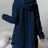 Women's Hooded Sweater in Twisted Knit – Soft and Comfortable with Long Sleeves