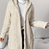 Women's Hooded Sweater in Twisted Knit – Soft and Comfortable with Long Sleeves