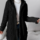 Women's Cable Knit Hooded Cardigan – Soft and Comfortable Long Sleeves