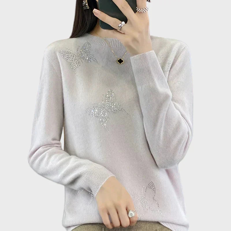 Hilda | Knitted Turtle Neck with Butterfly Pattern