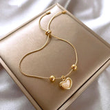 Peach Opal Heart Bracelet Gold Plated