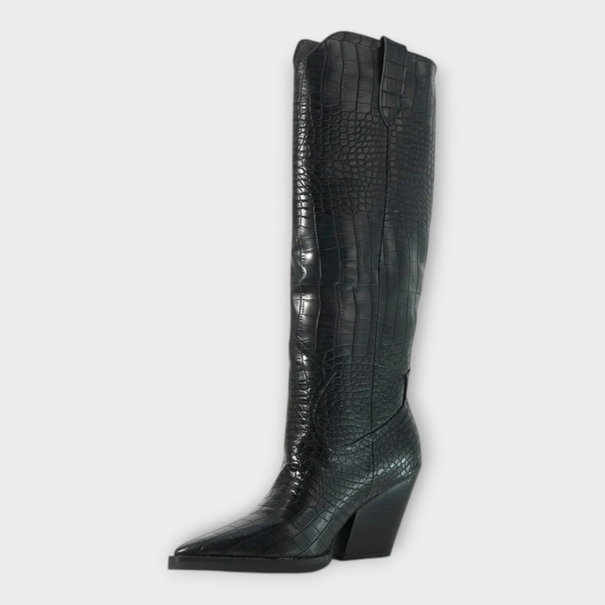 Mirjana | Elegant Crocodile Pattern Boots and Stylish Heel