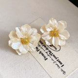 Chic White Acrylic Button Earrings
