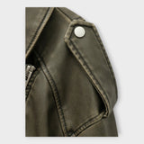 Riin | Stylish short leather jacket with belt and elegant appearance