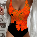 Elena™ | Elegant floral print one-piece swimsuit