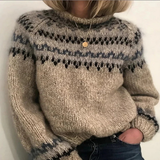 Women's Nordic-pattern turtleneck sweater - Warm and soft