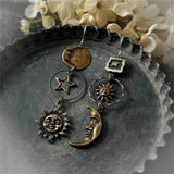 Dangle Earrings with Sun and Moon Pendant