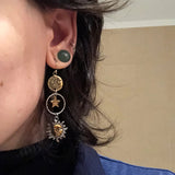 Dangle Earrings with Sun and Moon Pendant