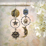Drop Earrings with Sun and Moon Pendant