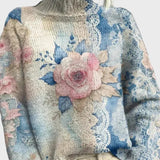 Ulvi | Elegant Knitted High Neck Jumper with Lace