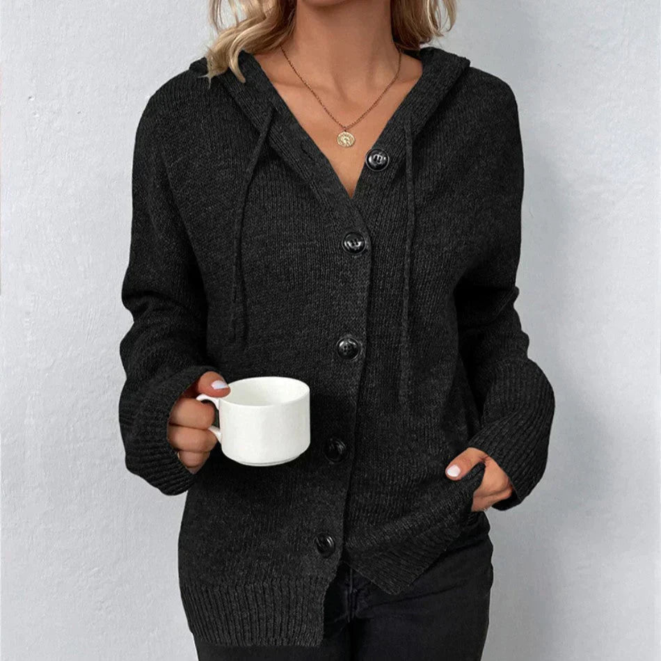 Hooded Cardigan with Drawstring - Vega