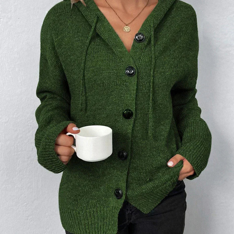 Hooded Cardigan with Drawstring - Vega