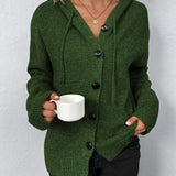 Knitted Cardigan for Women with Hood and Drawstring – Comfort and Elegance