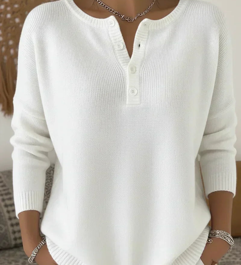 Ernesta | Knit Sweater with Henley Buttons