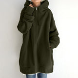 Comfortable winter pullover for women with oversized hood – Warm and stylish hooded pullover