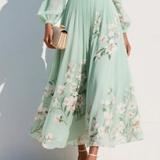 Cisella | Light Green Floral Midi Dress