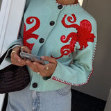 Women's Knitted Octopus Pattern Cardigan – Soft and Original Casual Style