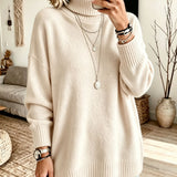 Loose-fitting women's turtleneck jumper - Warm and easy to wear