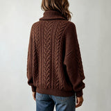 Women's cable-knit turtleneck jumper - Soft and retro