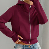 Plain women's hooded sweatshirt - Casual and comfortable