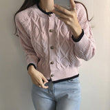 Women's button-up colour-block cardigan – Soft and trendy