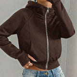 Plain women's hooded sweatshirt - Casual and comfortable