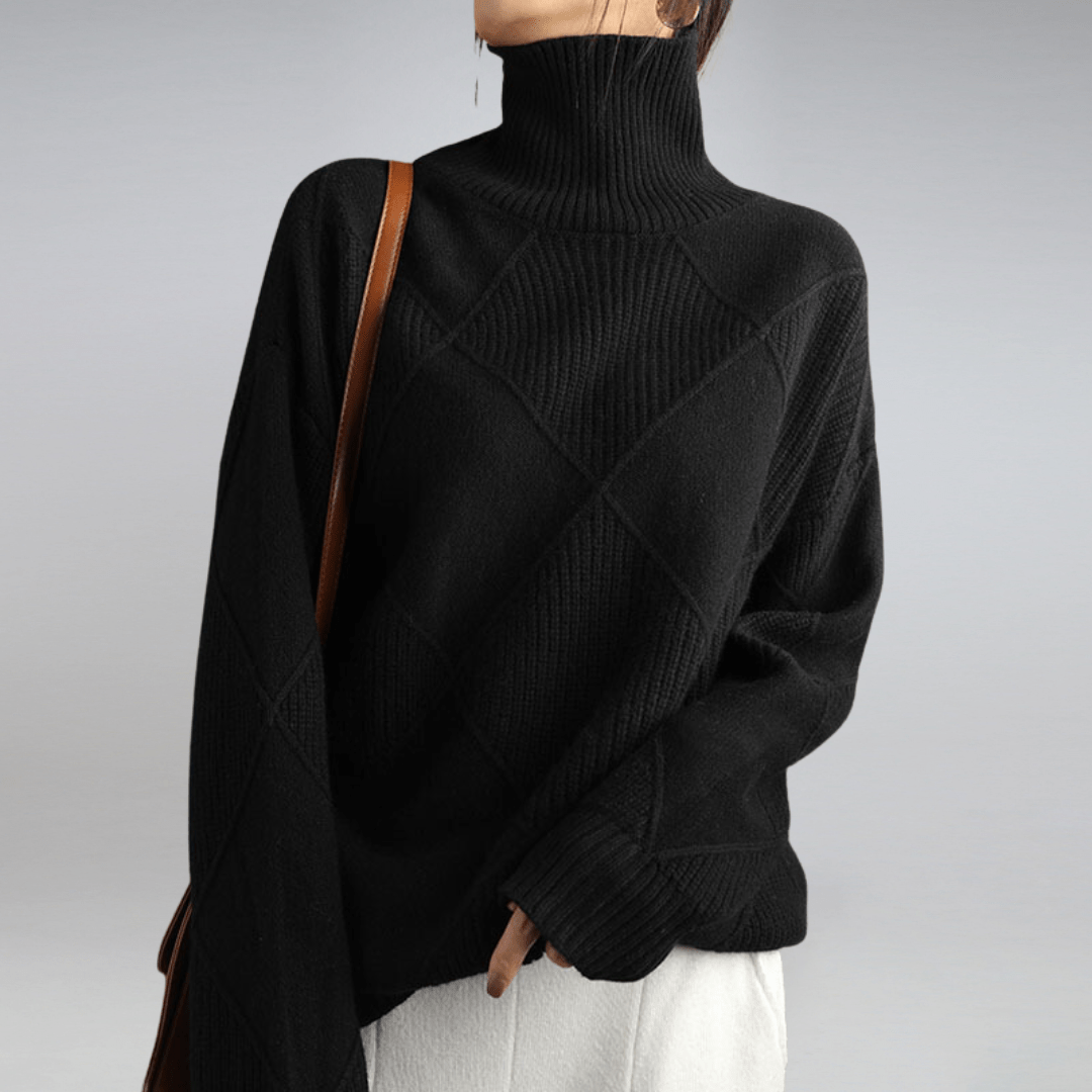 Ribbed Turtleneck Sweater for Women – Casual Knit