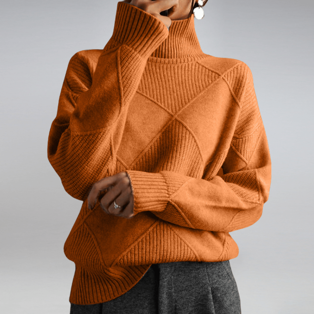 Ribbed Turtleneck Sweater for Women – Casual Knit