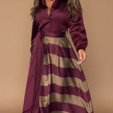 Mila | Striped Long Dress with Lace