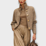 Women’s Textured Knit Jacket with Buttons - Chic and Comfortable