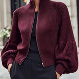 Women's fuzzy lantern-sleeve sweater - Soft and textured