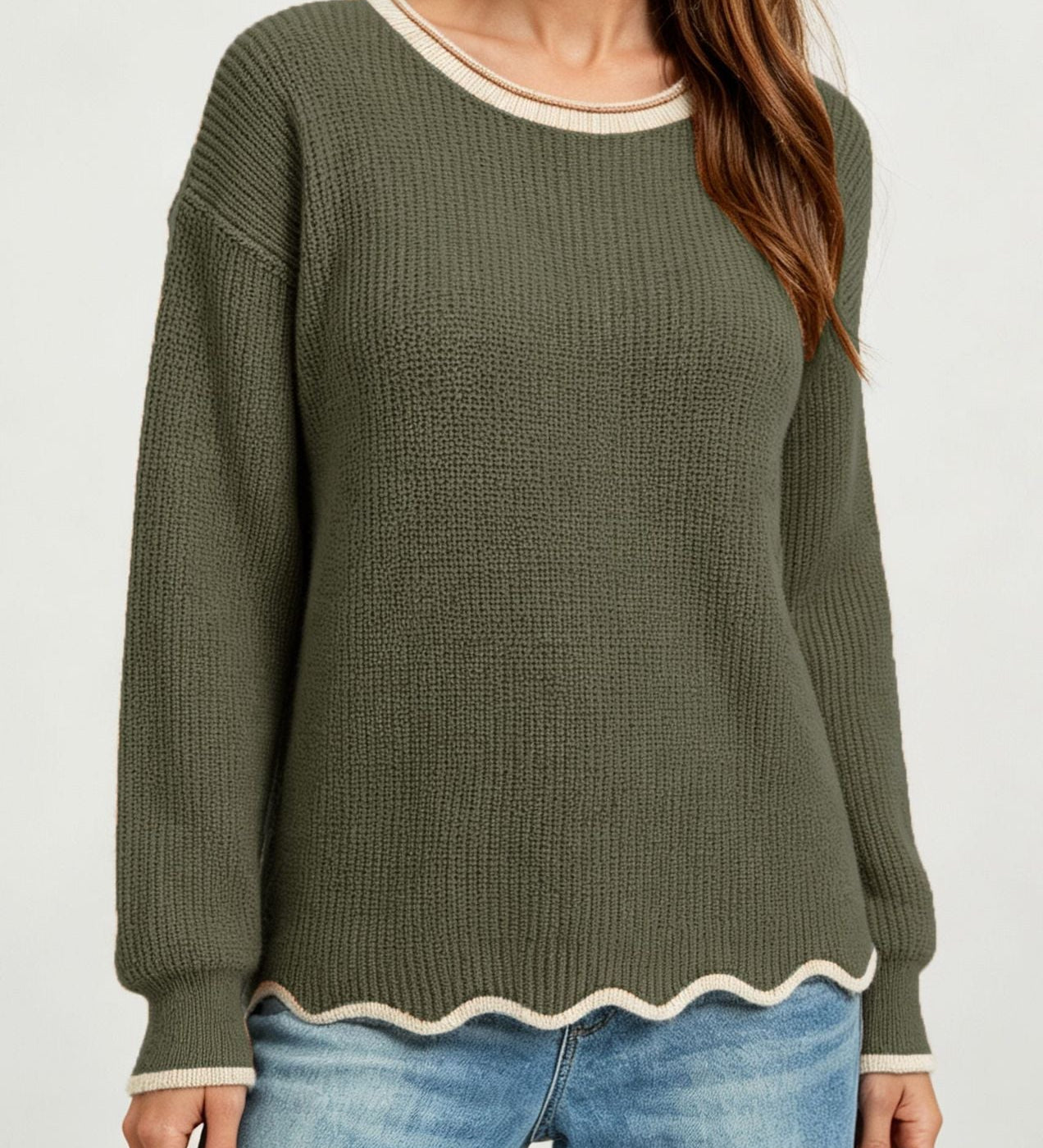 Women's Loose-Knit Crewneck Pullover – Versatile and Easy to Wear