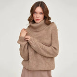 Women’s thick-knit turtleneck jumper – Loose and comfortable fit