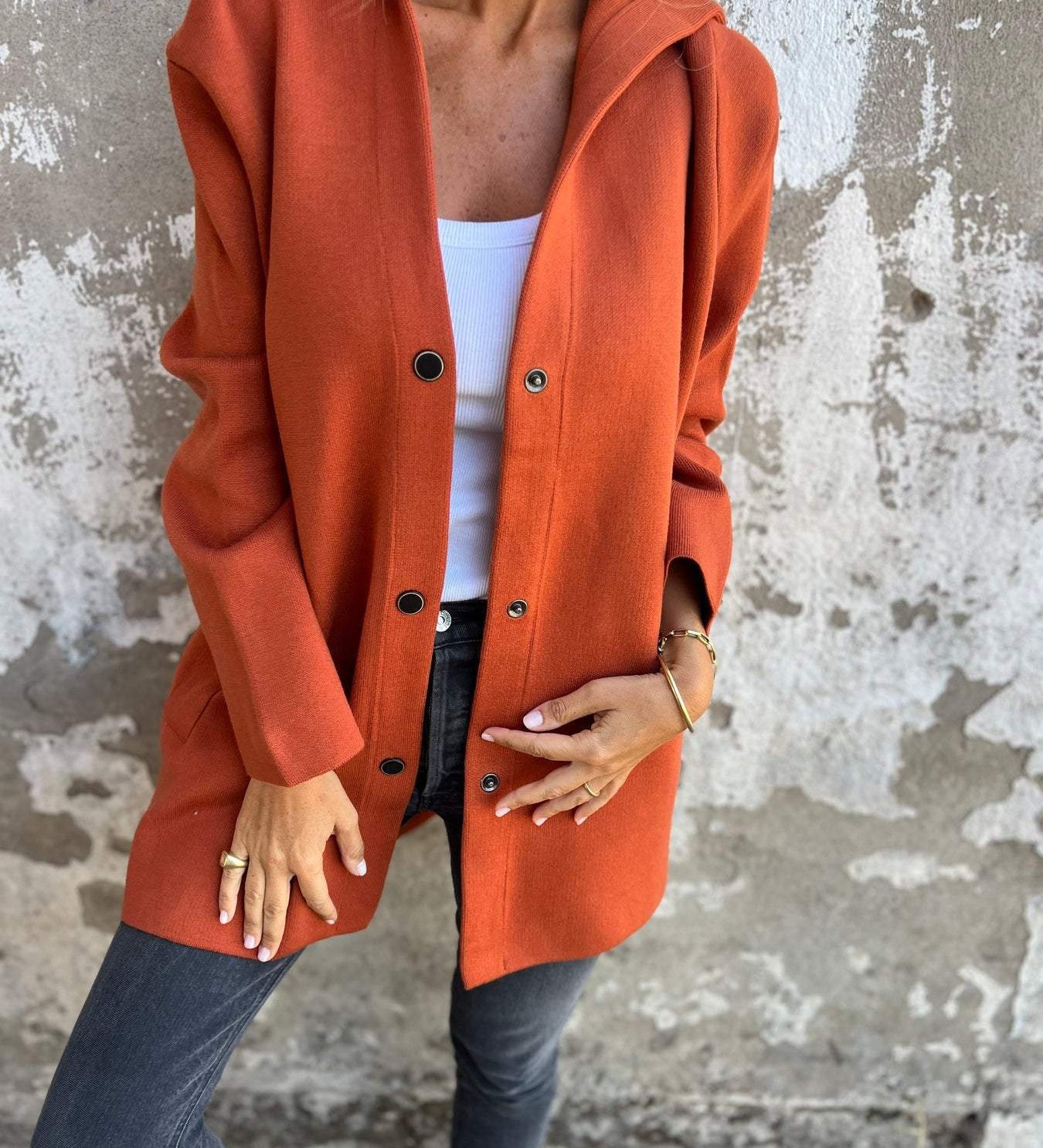 Casual Women's Hooded Button Cardigan - Comfort and Style