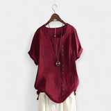 Sand | Button and Short Sleeved Blouse