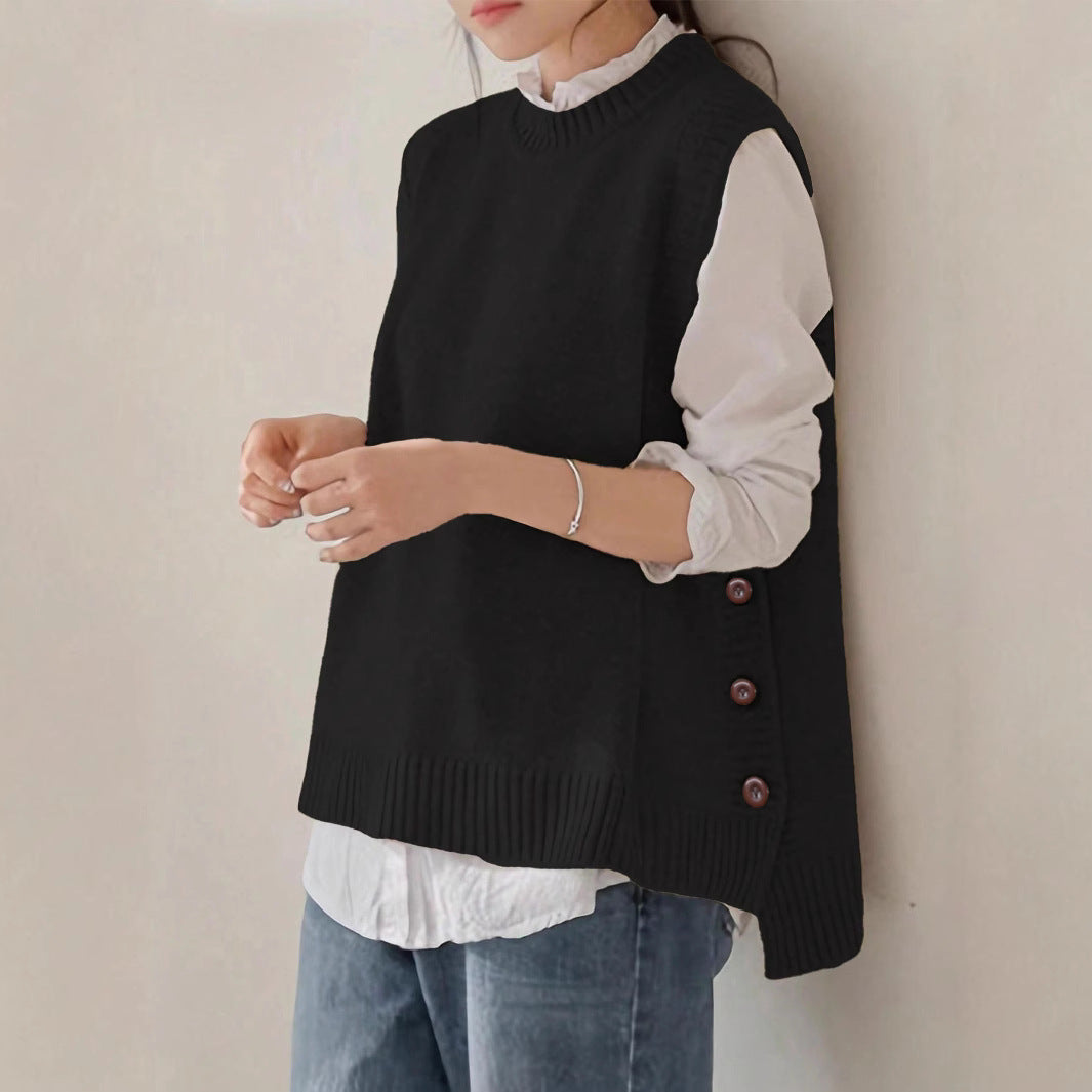 Women's Sleeveless Knit Gilet – Soft Vintage Layering Style