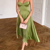 Liora | Elegant Strapless Midi Dress