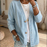 Women's Casual Denim Cardigan with Buttons – An elegant and relaxed style, perfect for everyday wear