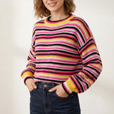 Women's Striped Crew Neck Knit Sweater – Relaxed Fit, Casual and Comfortable Style