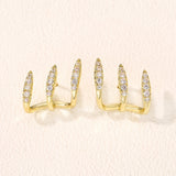Elegant Earrings with Three Claw-set Rhinestones