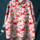 Lucie | Women's Summer Loose-Fit Shirt with Crab Pattern