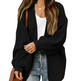 Women's chunky knit coatigan – Comfortable oversized style with lantern sleeves