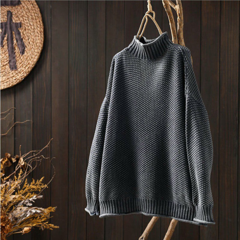 Women's Oversized Soft Elegant Knitted Sweater with Turtleneck