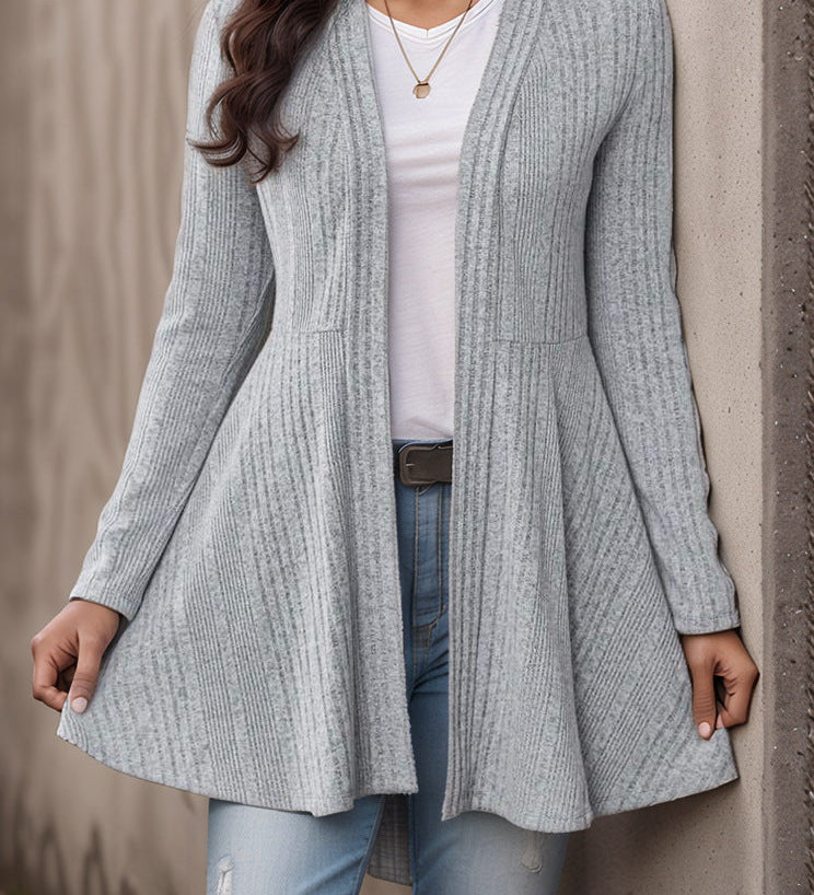 Women's Striped Brushed Cardigan – Soft, Comfortable, and Casual, Perfect for Everyday Wear