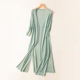 Lightweight Open Long Cardigan for Women with 3/4 Sleeves