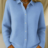 Women's Soft Knit Cardigan with Buttons – Classic Long Sleeves